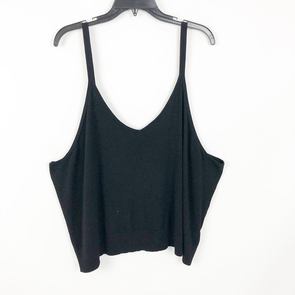 Halogen Womens Tank Size 4X Black Stretch V-Neck Sleeveless Cropped Top NWOT